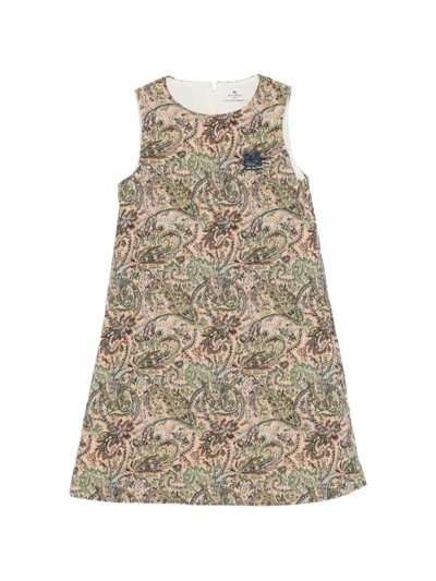 Etro Kids' Paisley-jacquard Pegasus Dress In Neutral