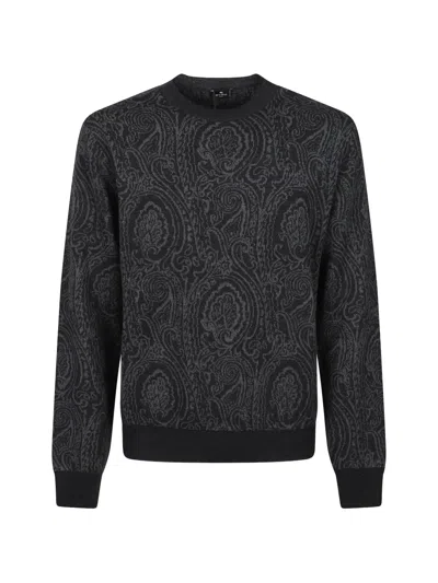 Etro Paisley-jacquard Sweater In Black