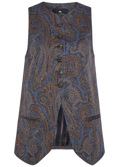 Etro Paisley-jacquard Woven Vest In Multi