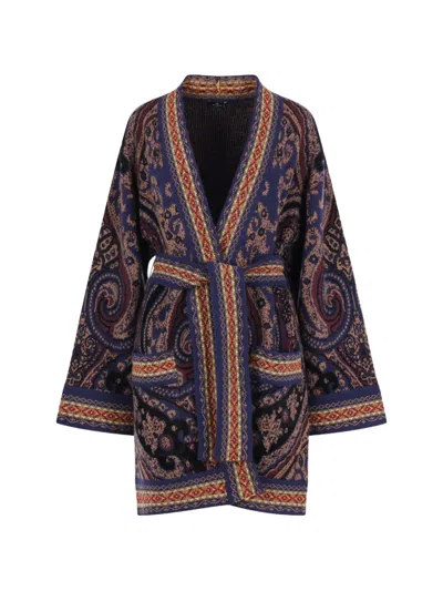 Etro Paisley-pattern Belted Jacket In Multi