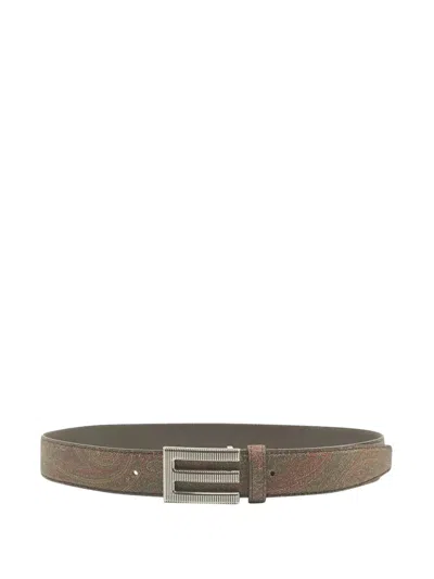 Etro Paisley-pattern E-buckle Belt In Brown