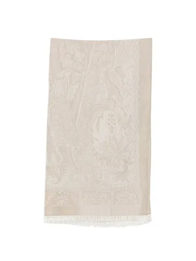 Etro Paisley-pattern Fringed Scarf In Neutral