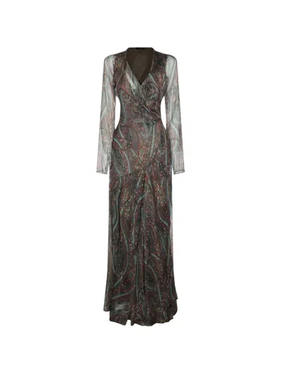 Etro Paisley-pattern Maxi Dress In Black