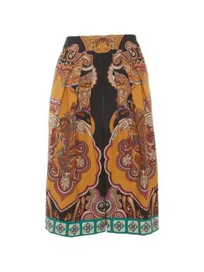 Pre-owned Etro Paisley-pattern Midi Skirt In Black