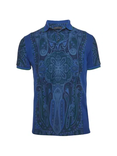 Pre-owned Etro Paisley-pattern Polo Shirt In Blue