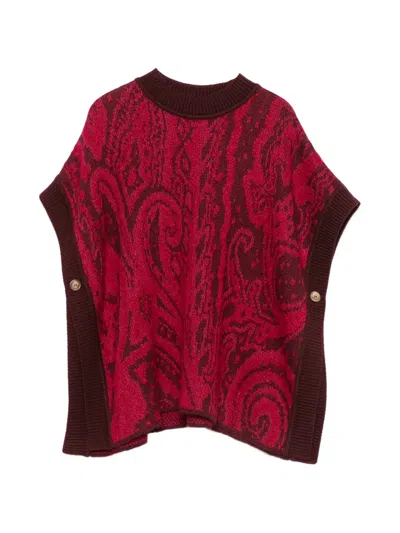 Etro Kids' Paisley-pattern Poncho In Red