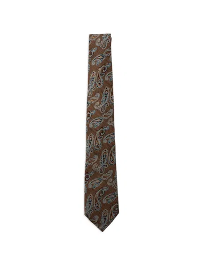 Etro Paisley-pattern Silk Tie In Brown