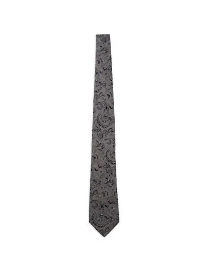 Etro Paisley-pattern Silk Tie In Gray
