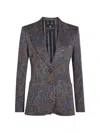 Etro Paisley-pattern Single-breasted Blazer In Blue