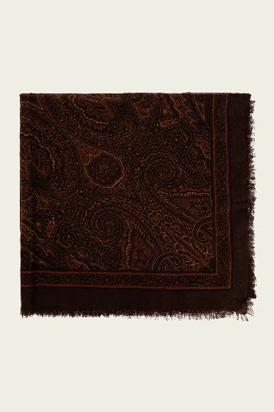Etro Paisley-print Aida Shawl 140x140 In Brown