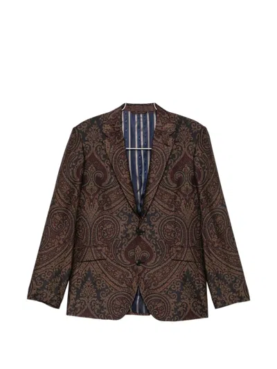 Etro Paisley-print Blazer In Brown