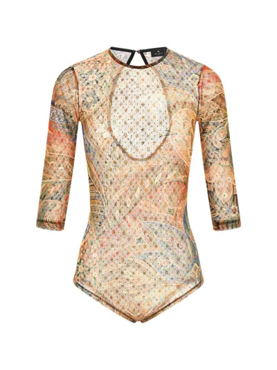 Etro Multicolor Paisley Foliage Bodysuit