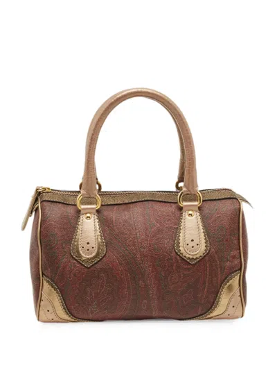 Pre-owned Etro Paisley-print Boston Handbag In Brown
