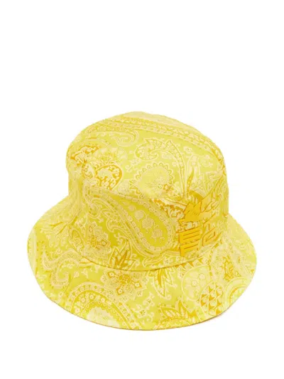 Pre-owned Etro Paisley-print Bucket Hat In Yellow