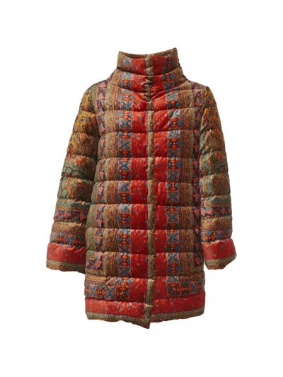 Pre-owned Etro Paisley-print Button-down Quilted Coat In Red