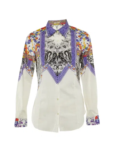 Pre-owned Etro Paisley-print Button-front Shirt In White