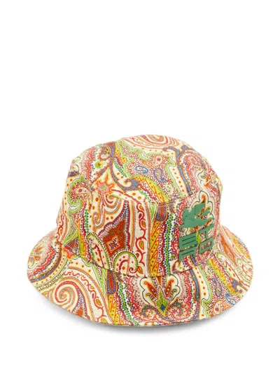 Pre-owned Etro Paisley-print Canvas Bucket Hat In Neutral