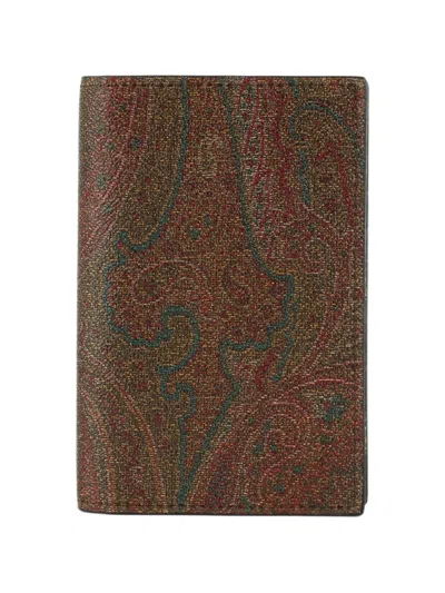 Etro Paisley-print Card Holder In Brown