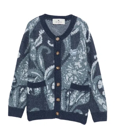 Etro Paisley-print Cardigan In Blue