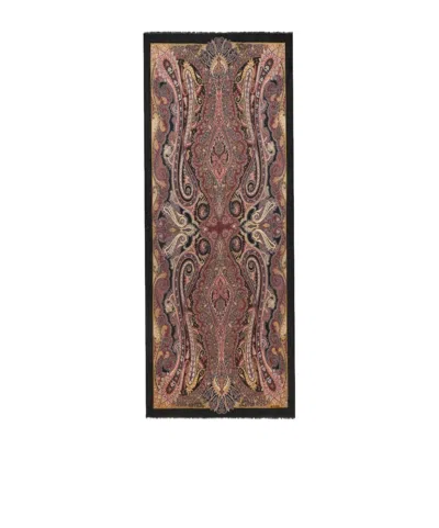 Etro Paisley-print Cashmere Scarf In Brown