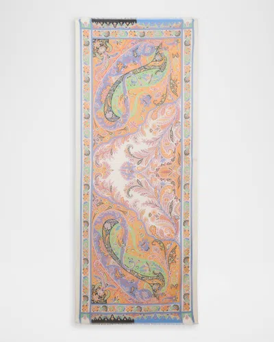 Etro Paisley-print Cashmere-blend Scarf In Pink