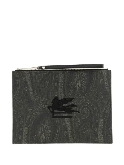 Etro Paisley-print Clutch Bag In Green