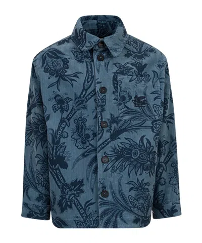 Etro Paisley-print Corduroy Shirt In Blue
