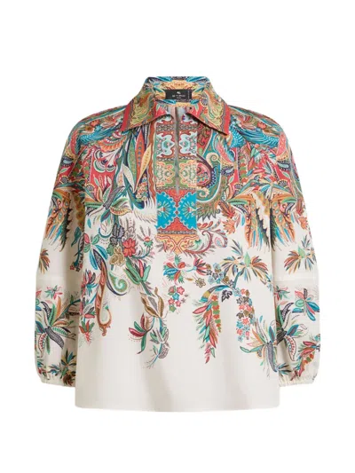 Etro Paisley-print Cotton Blouse In Multi