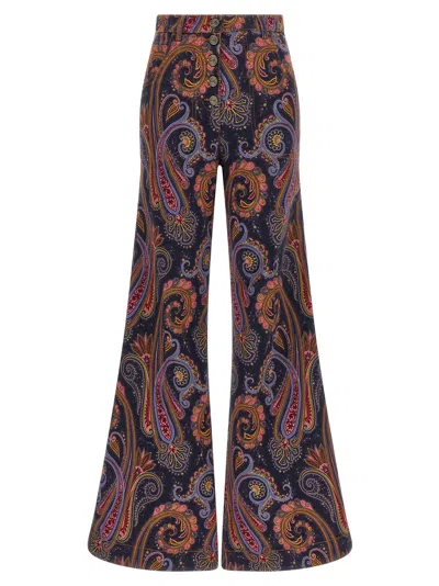 Etro Paisley-print Cotton Flared Jeans In Multicolor