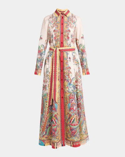Etro Paisley-print Cotton Poplin Long-sleeve Maxi Shirtdress In Multi