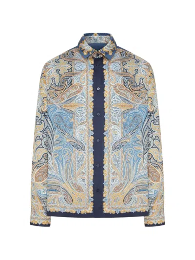 Etro Printed Cotton Shirt With Paisley Pattern In Multi