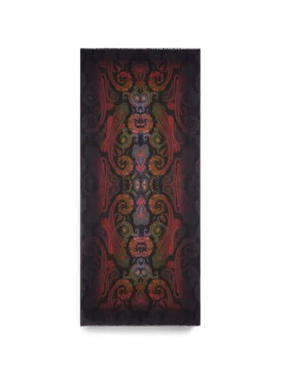 Etro Wool And Cashmere Scarf With Degradé Motif In Multi