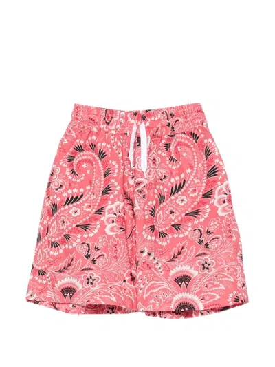 Etro Kids' Paisley-print Drawstring Shorts In Pink