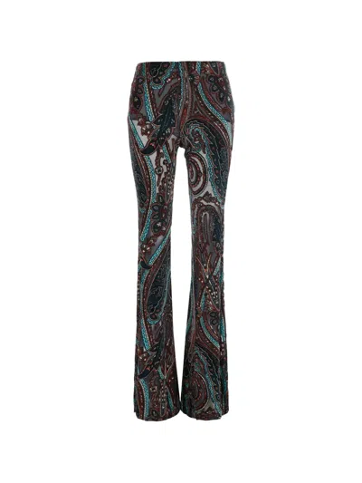 Etro Paisley-print Flared Trousers In Black