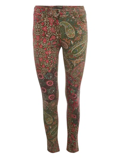 Pre-owned Etro Paisley-print Floral Trousers In Red