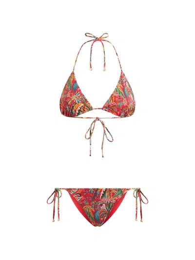 Etro Paisley-print Foliage-motif Bikini In Multi