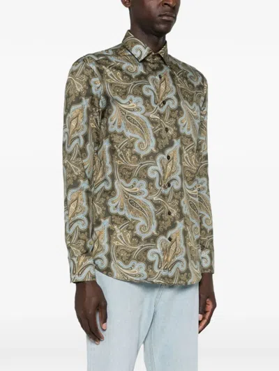 Etro Paisley-print Formal Shirt In Green