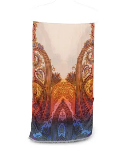 Etro Paisley-print Frayed Scarf In Multi