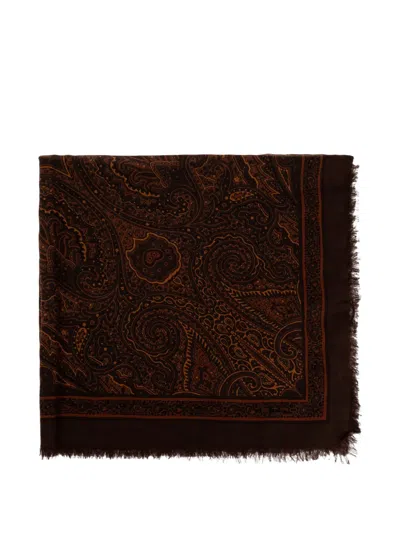 Etro Paisley-print Frayed Scarf In Yellow