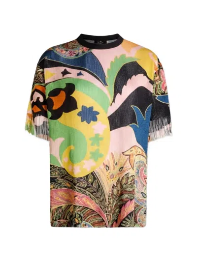 Etro Paisley-print Frayed Sweater In Neutral