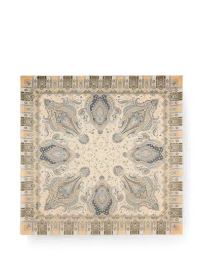 Etro Modal And Cashmere Shawl With Paisley Motif In Neutral