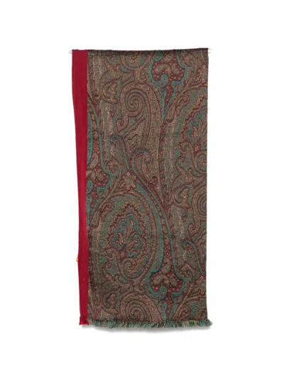 Etro Paisley-print Fringed Scarf In Brown
