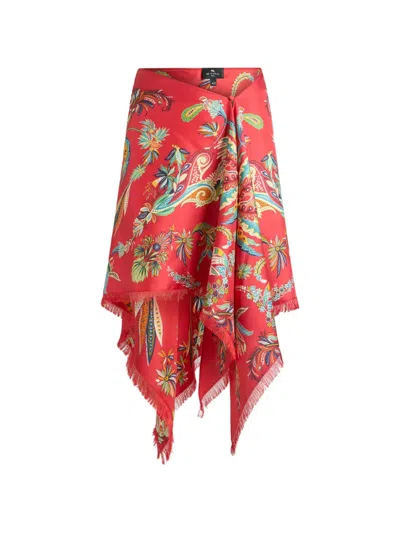 Etro Paisley-print Fringed Silk Skirt In Multi