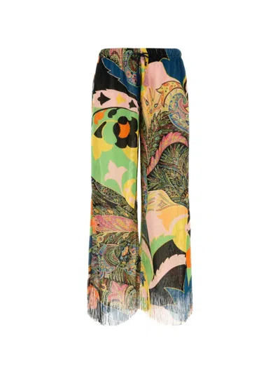 Etro Paisley-print Fringed-hem Trousers In Multi