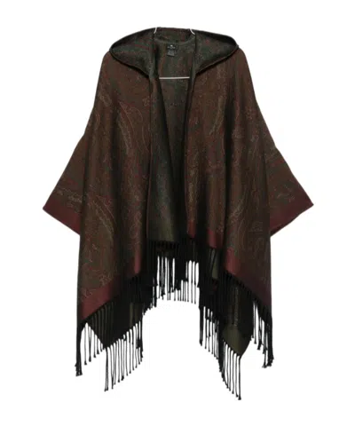 ETRO PAISLEY-PRINT HOODED PONCHO