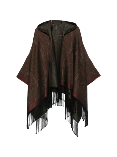 ETRO PAISLEY-PRINT HOODED PONCHO