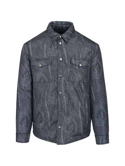 Etro Paisley-print Jacket In Blue