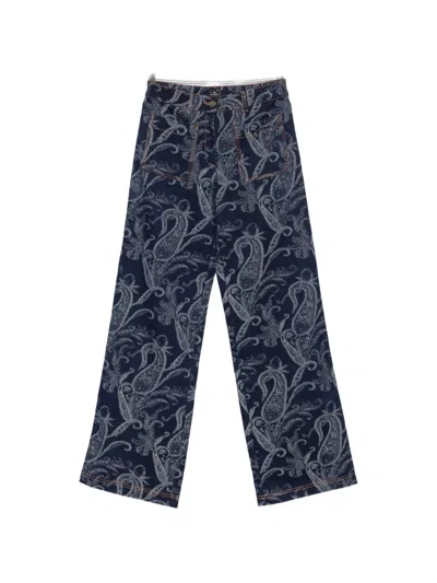 Etro Paisley-print Jeans In Blue