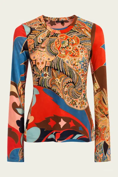Etro Paisley-print Jersey Top In Multicolor