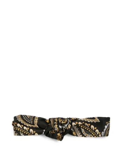 Etro Paisley-print Knotted Headband In Black